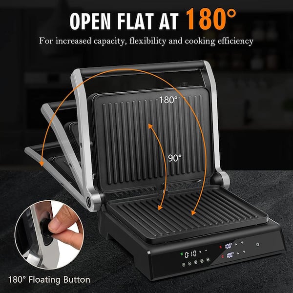 Costway Electric Panini Press Grill Sandwich Maker With Led Display &  Removable Drip Tray : Target