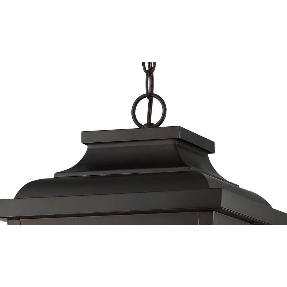 Chelesa Bronze Clear Seeded Glass 4-Light LED Pendant Lantern