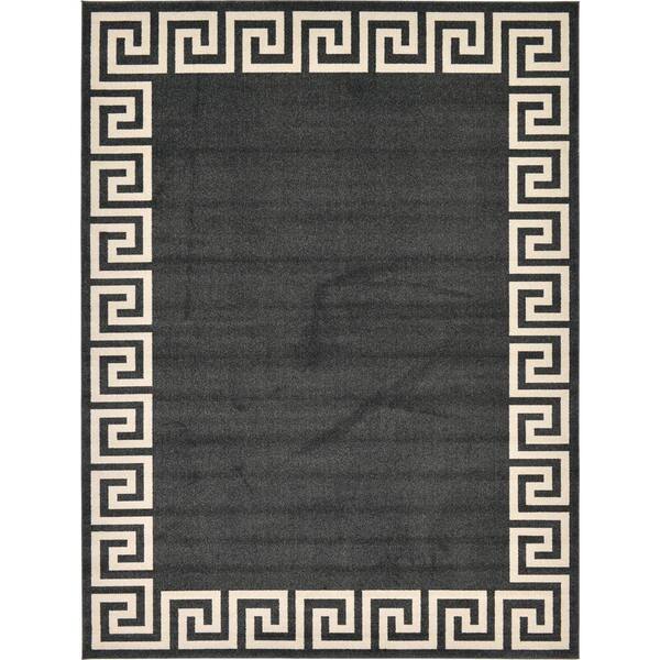 Athens Dark Gray Border Bath Rug