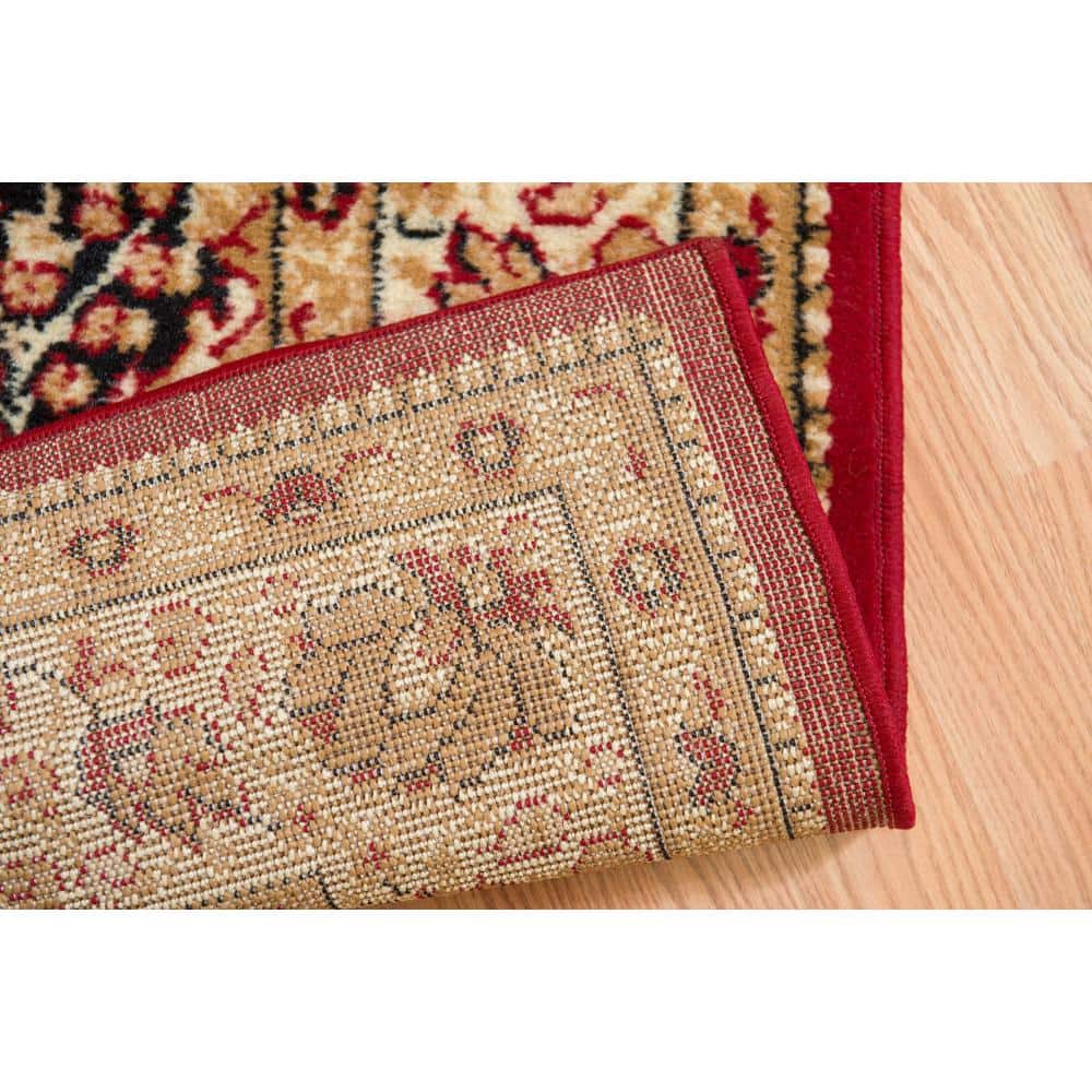 Red Oriental Synthetic Rectangular Area Rug 8' x 11'
