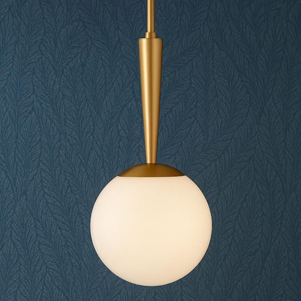 LARK Lucy 1-Light Lacquered Brass Globe Pendant Light with Shade