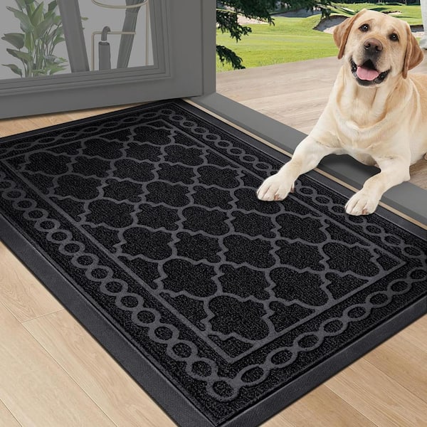 Geo Enkianthus 17 in. x 30 in. Black Non Slip Door Mat Indoor/Outdoor