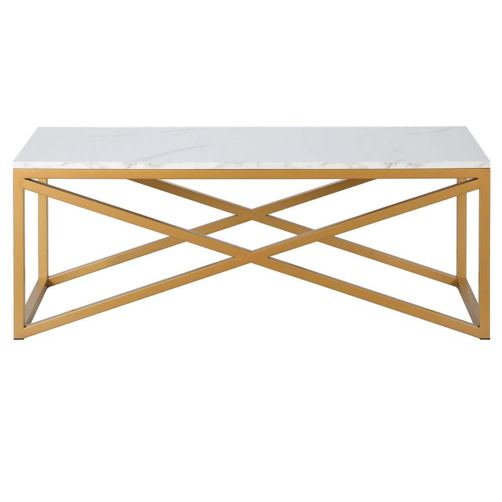 Meyer&Cross Calix 46 in. Top in Brass Rectangular Coffee Table