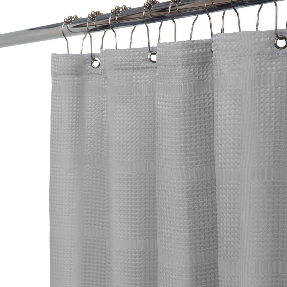 Elle Decor Jacquard Solid Weave Grey 70 in. x 72 in. Shower