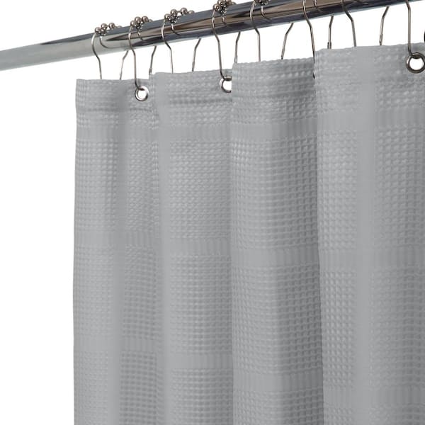 Elle Decor Jacquard Solid Weave Grey 70 in. x 72 in. Shower Curtain