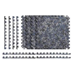Blue Camo 25 in. x 25 in. x 0.55 in. Dual Sided Impact Foam Gym Tile (17.35 sq. ft.)
