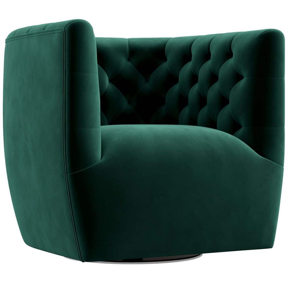 Rose Mid Century Modern Furniture Style Comfy Dark Green Velvet Upholstered Swivel Accent Arm Chair -  Ashcroft Furniture Co, SCHRLOTVELGRN