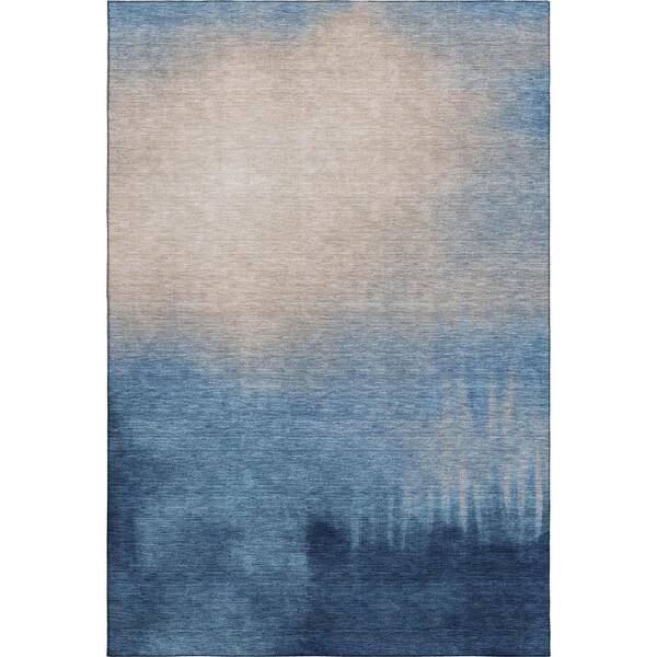 Mayfield Premium Machine Washable Abstract AMF2420 Denim 10 ft. x 14 ft. Area Rug