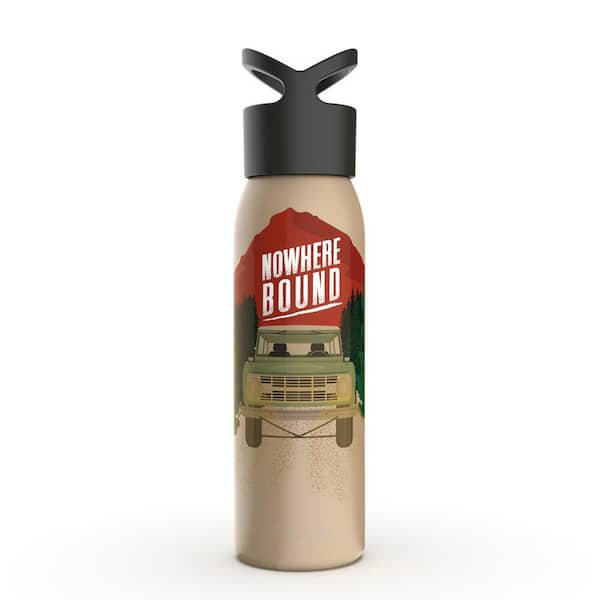 Liberty 24 oz. Nowhere Bound Sandstone Reusable Single Wall Aluminum Water Bottle with Threaded Lid