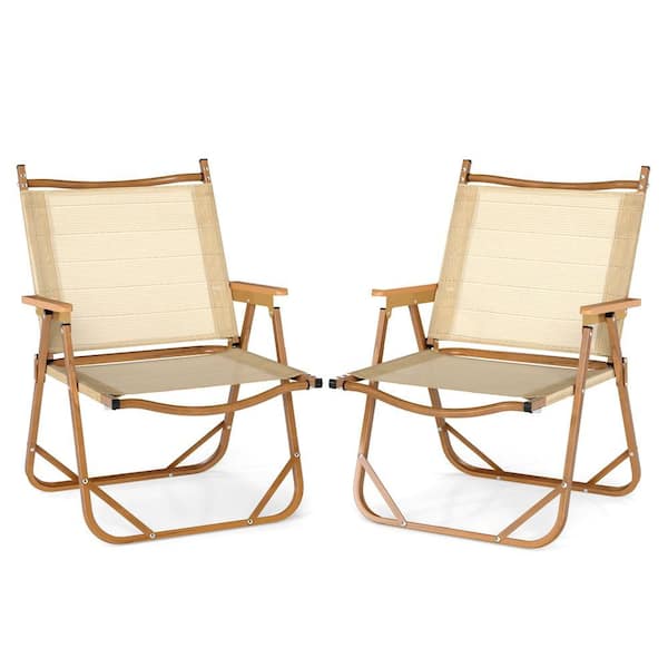 2-Pack Folding Camping Chairs Lightweight Fabric Lawn Chairs with Heavy Duty Aluminum Frame