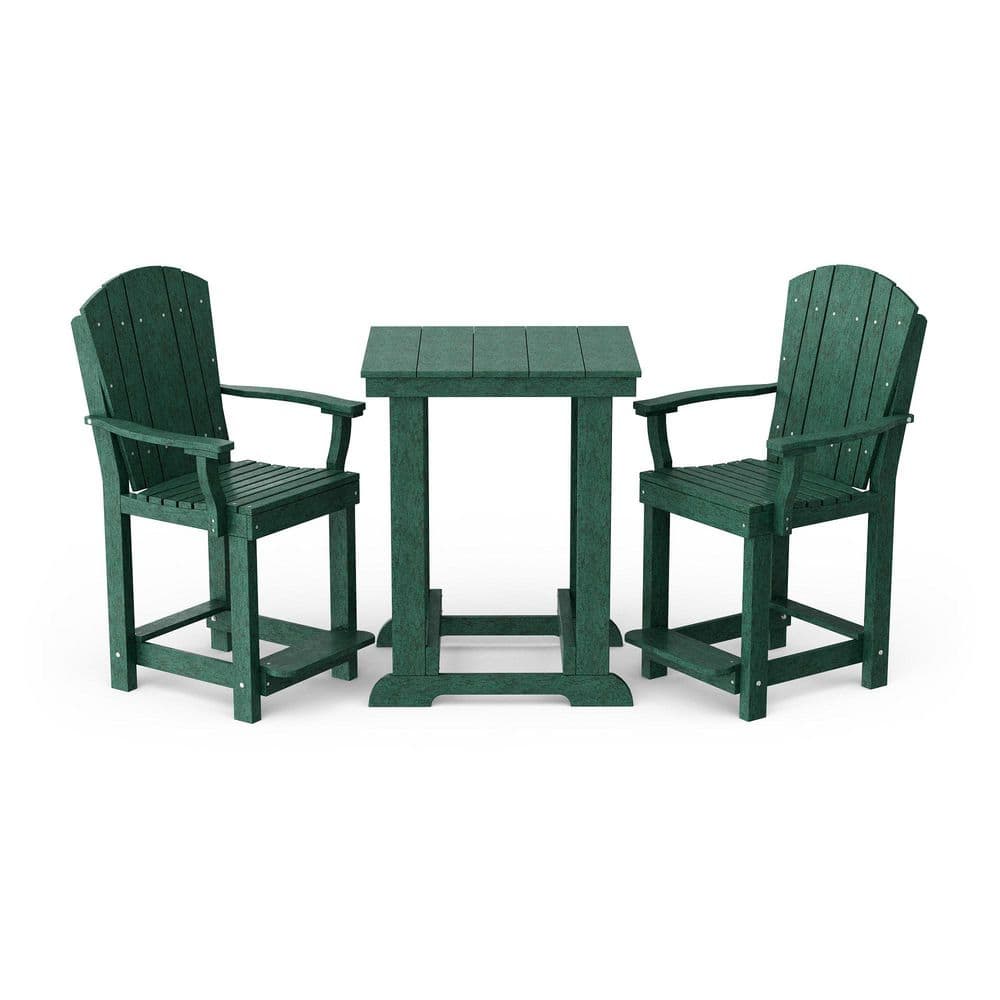 Heritage 3-Piece Turf Green HDPE Plastic Outdoor Patio Counter Set price history on PriceWatchPro