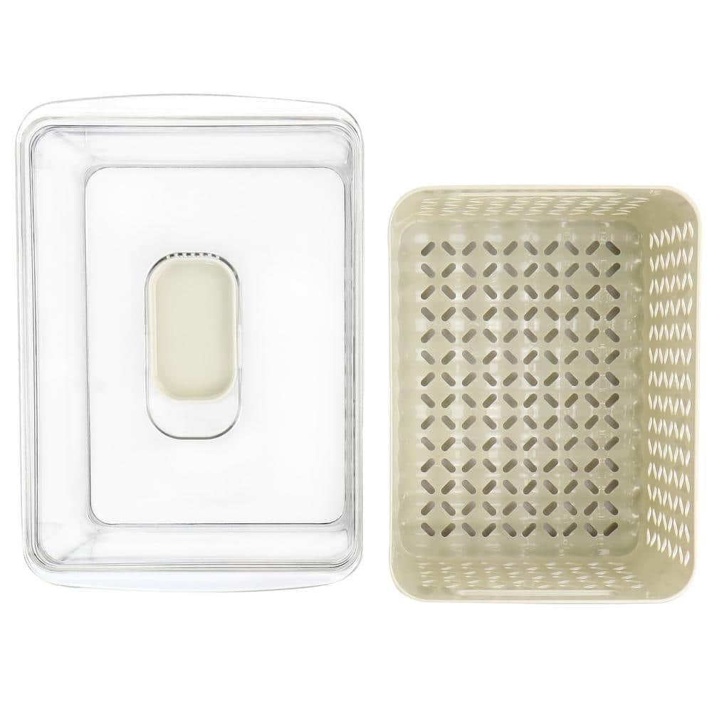 Large White BPA-Free Plastic Food Storage Container with Colander