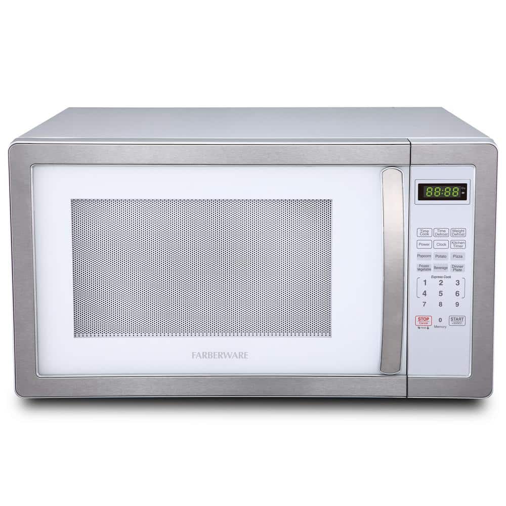 Farberware Classic 1.1 cu. ft. 1000-Watt Countertop Microwave Oven, White  and Platinum FMO11AHTPLB - The Home Depot