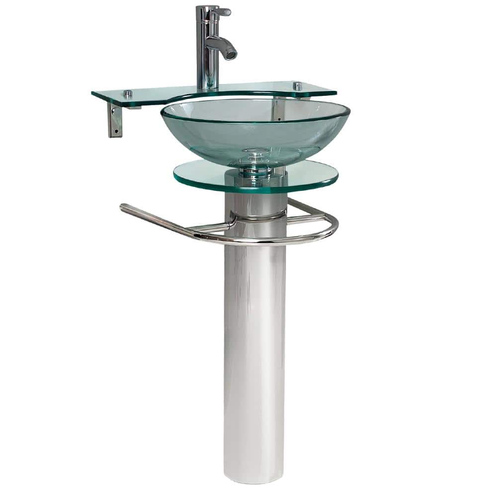 Ovale 24" Green Glass Pedestal Sink with Chrome Stand