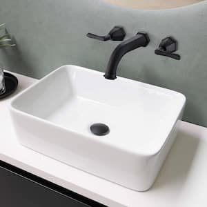 2-handle Wall Mounted Faucet Bathroom Sink Faucet in Matte Black