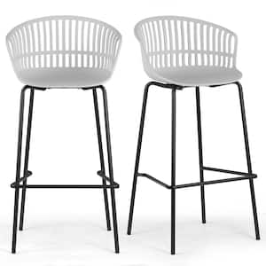 Basil 30 in. Gray Metal Bar Stool with Plastic Seat 2 (Set of Included)