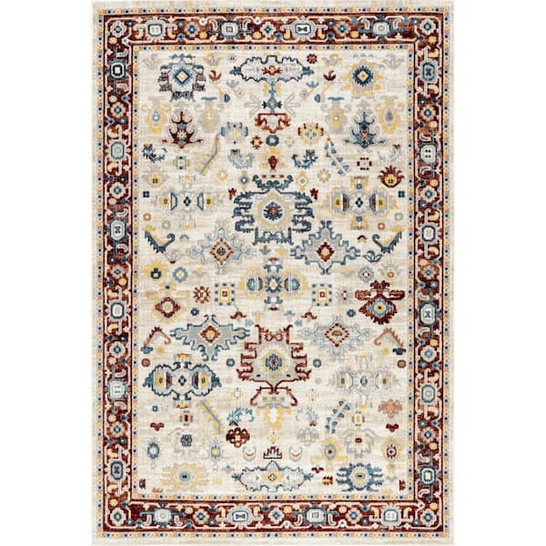 nuLOOM Lyndzi Multicolor 10 ft x 14 ft. Medallion Machine Washable Area Rug
