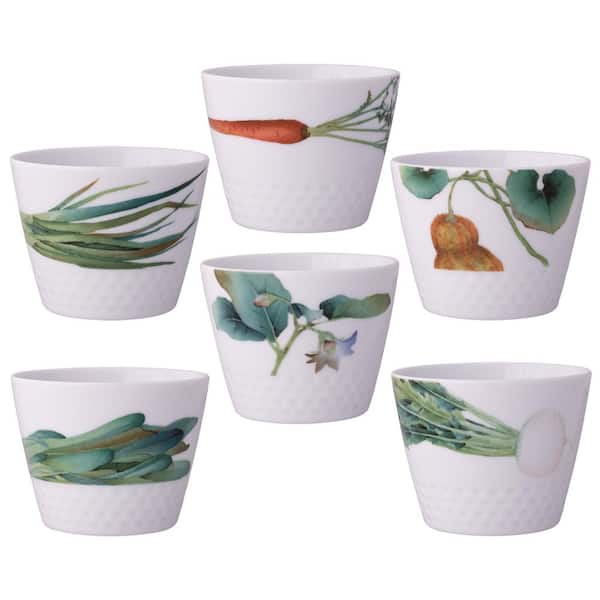 Noritake Kyoka Shunsai 3.5 in., 7 fl. Oz. White Porcelain Assorted Set of of 6 Japanese Cups