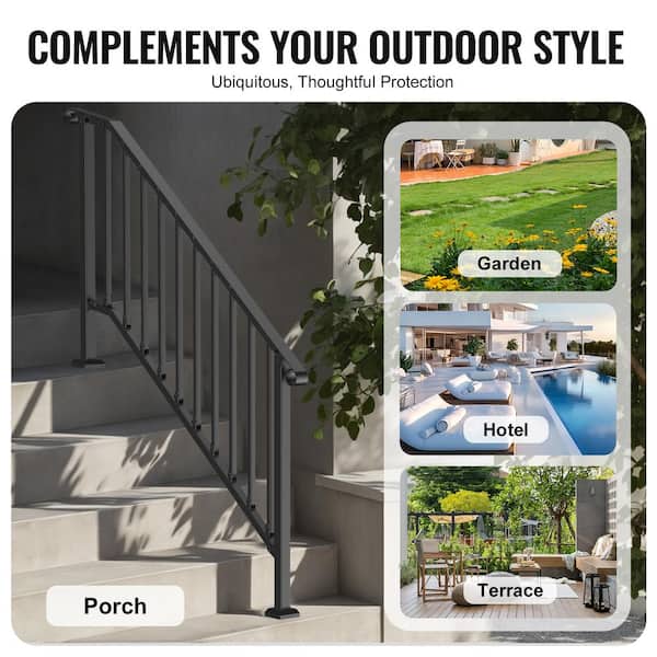Freedom Heathrow 4-ft x 36-in Matte Black Aluminum Deck Handrail Kit