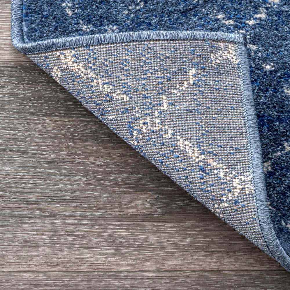 Dark Blue Trellis Synthetic Reversible Runner Rug