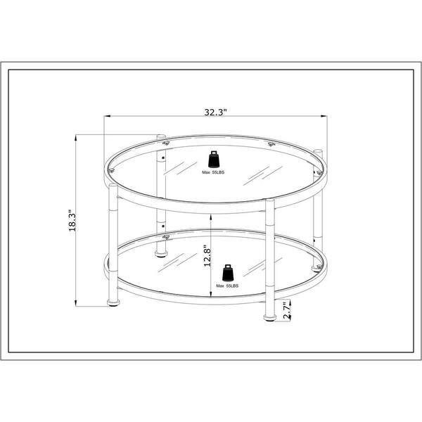 32.3 in. Round Tempered Glass Coffee Table 2-Tier Glass Top Acrylic Round  Coffee Tables with Metal Frame W107184326 - The Home Depot