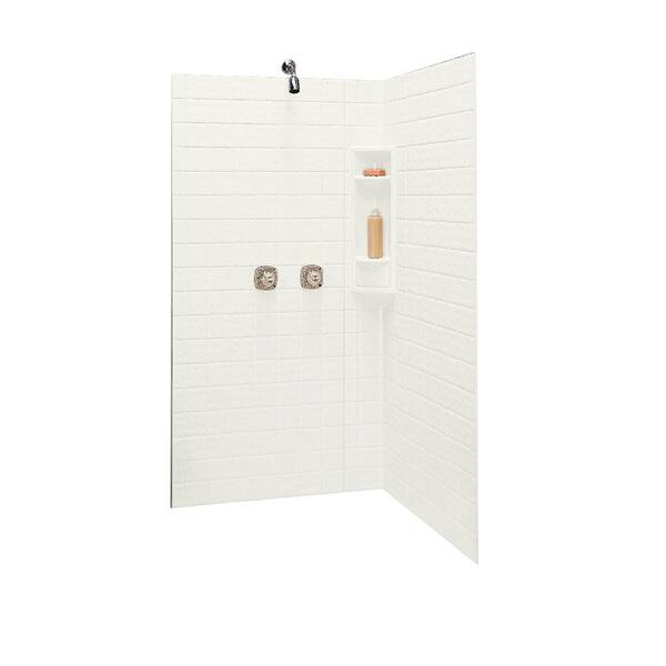 Swan 38 in x 38 in. x 71-5/8 in. 3-Piece Easy Up Adhesive Neo Angle Shower Wall in Bisque