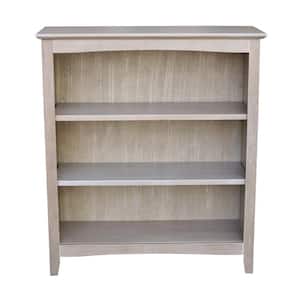 36 in. Weathered Gray Taupe Wood 3-shelf Standard Bookcase with Adjustable Shelves