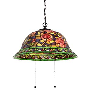 Southern Rose Belle 2-Light Multicolored Brown Hanging Lamp