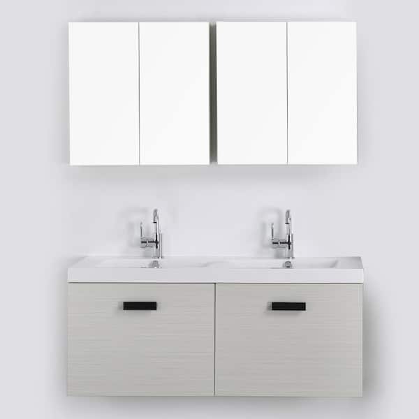 Streamline 47.2 in. W x 18.2 in. H Bath Vanity in Gray with Resin Vanity Top in White with White Basin and Mirror