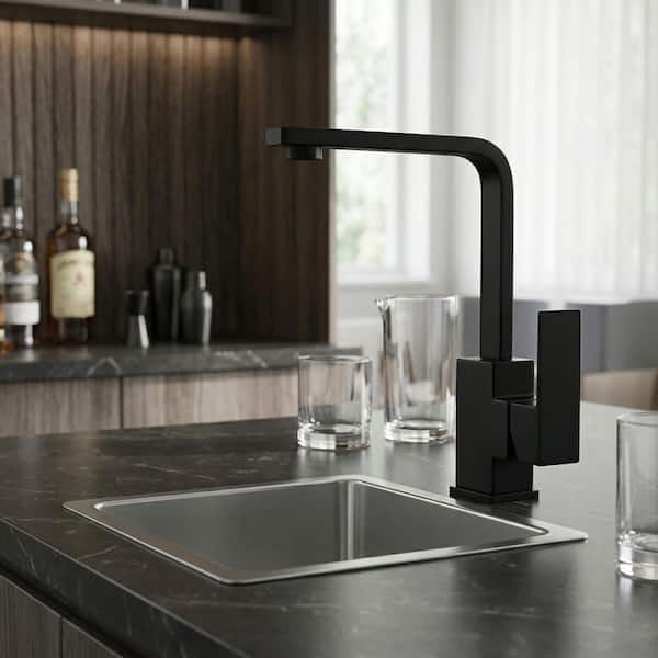 Single Handle Stainless Steel Deck Mount Bar Faucet Deckplate Not Included in Matte Black
