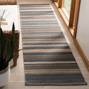 Kilim Blue 2 ft. x 8 ft. Striped Runner Rug