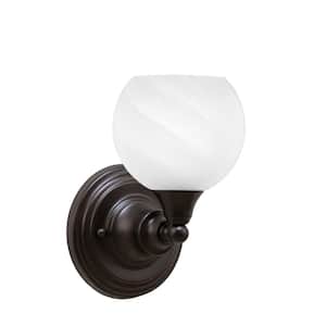 Fulton 1 Light Espresso Wall Sconce 5.75 in. White Marble Glass