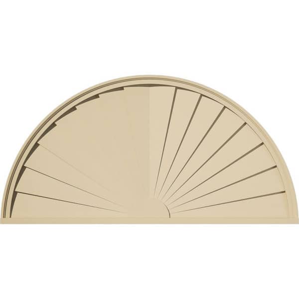 Ekena Millwork 52-in. W x 26-in. H x 2-in. P Half Round Sunburst Signature Urethane Pediment, Primed Tan