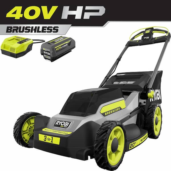 RYOBI 40V HP Brushless 20 in. Cordless Electric Battery Walk Behind Self-Propelled Mower with 6.0 Ah Battery and Charger