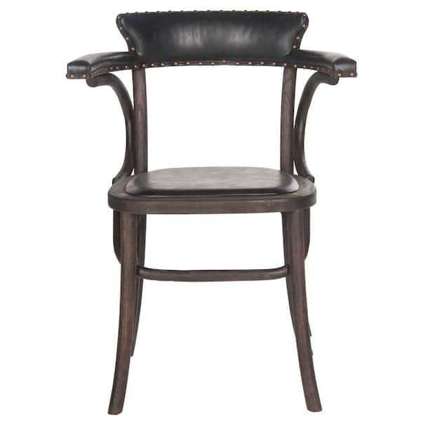 SAFAVIEH Kenny Black Leather Arm Chair
