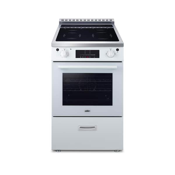 24 in. 2.66 cu. ft. Induction Range with 4 Burner Elements in White, Energy Star, Plug Included