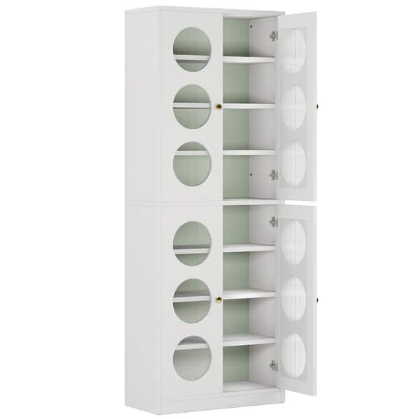 BYBLIGHT Lauren 70.86 in. H White 8-Tier Tall Shoe Storage Cabinet with 4 Doors and Adjustable Shelves for Closet