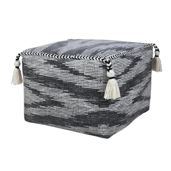 HomeRoots Amelia Gray Cotton Square Accent Ottoman