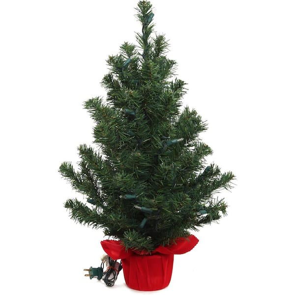 Larksilk 2 ft. Artificial Northern Spruce Pine Tree in Red Cloth Base Christmas Decor, Floral Home by Artificial Flowers