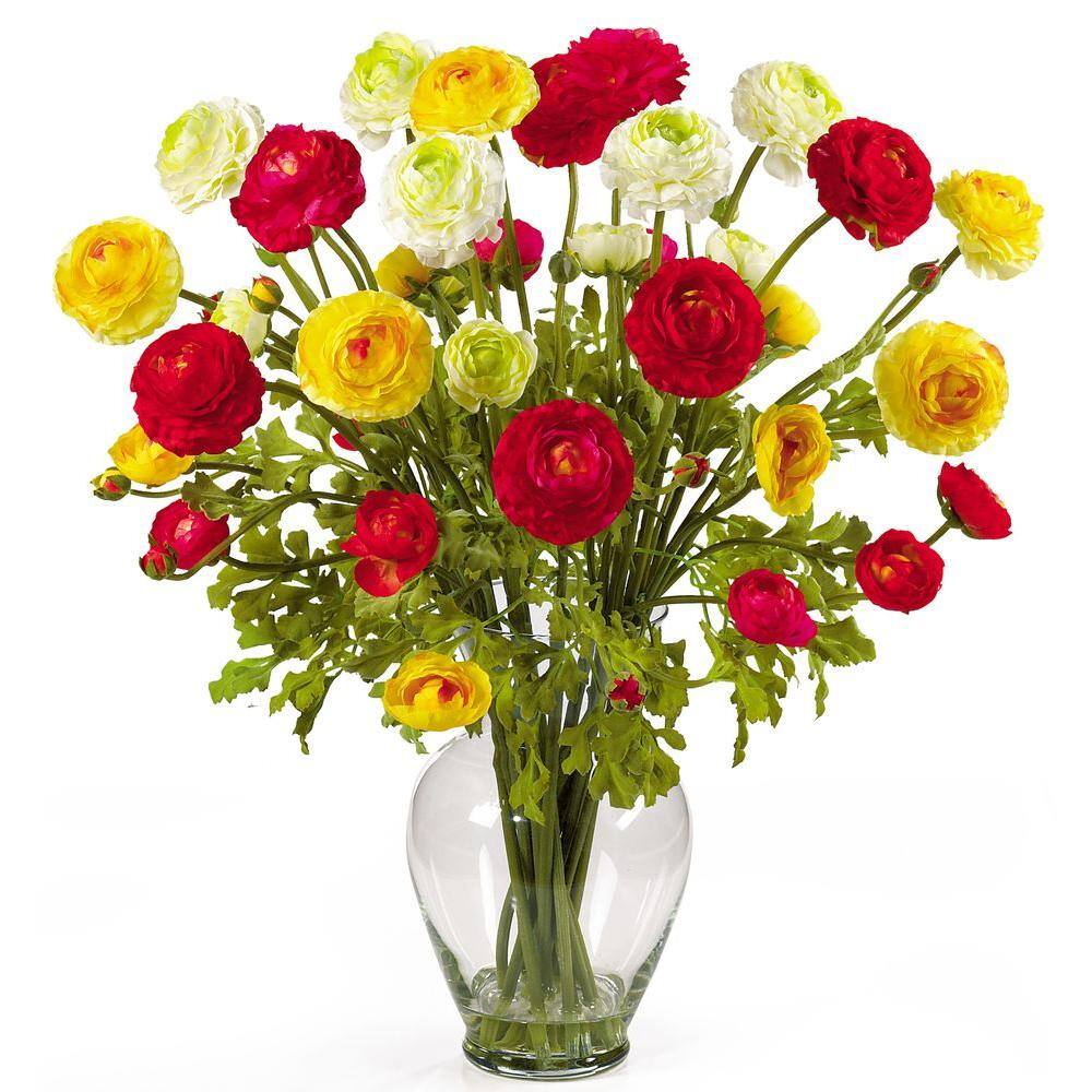 Nearly Natural 24 in. Ranunculus Silk Flower Arrangement-1087-AS - The ...
