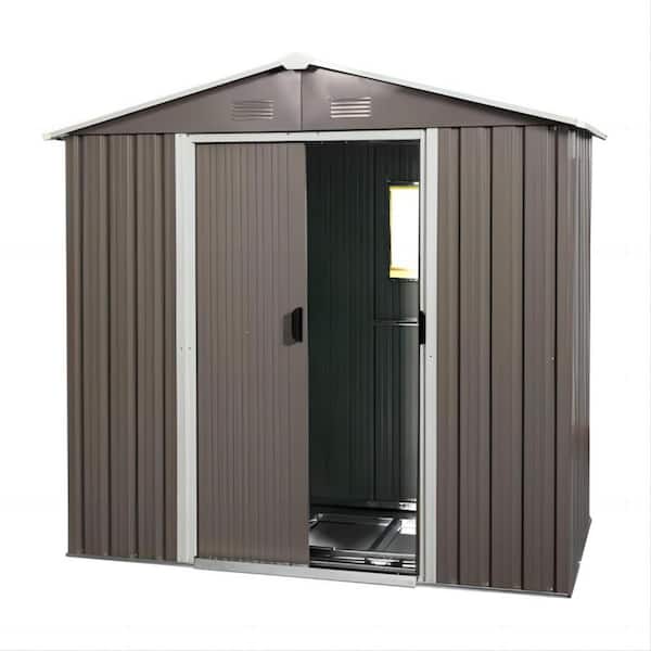 Clihome 8 ft. x 4 ft. Outdoor Metal Shed Storage with Metal Floor Base and Window (32 sq. ft.)