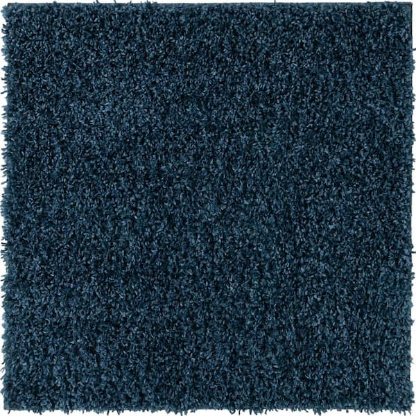 Unique Loom Davos Shag Marine Blue 3 ft. Square Area Rug