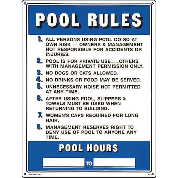 Poolmaster Residential or Commercial Swimming Pool Signs, Commercial Pool Rules