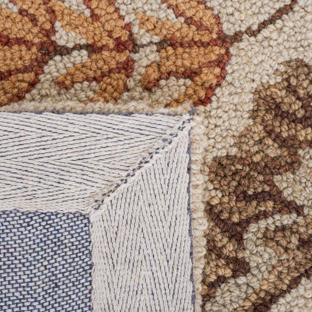 Ivory Floral Hand-Hooked Wool Circular Area Rug