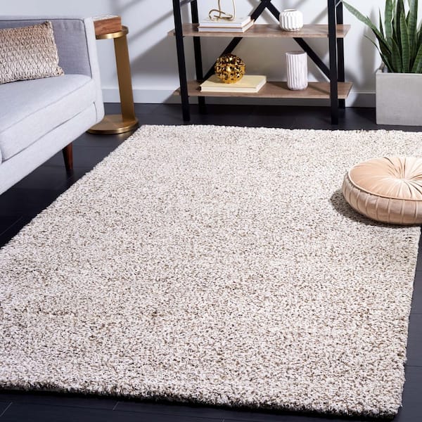 Berber 6 ft. x 6 ft. Ivory/Brown Abstract Speckled square Area Rug