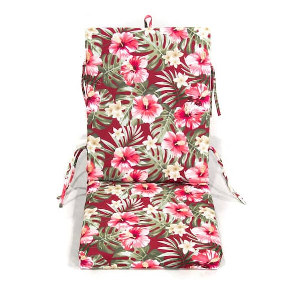 Unbranded 44 in. L x 19 in. W x 3.5 in Red Tropical Outdoor Chair Cushion with Back (Set of 2)