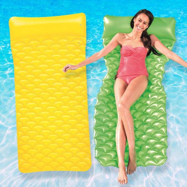 Bestway Float N Roll Green and Yellow Air Mat Pool Float (2-Pack)