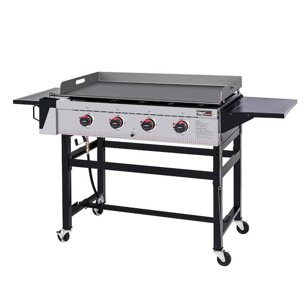 Camp Chef 30-Inch 4-Burner Freestanding Propane Gas Commercial Style Flat  Top Griddle with Hood
