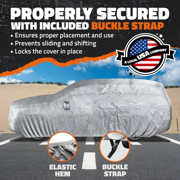 182 in. x 74 in. x 68 in. Water Resistant Car Cover - 190T Silver Polyester - Small SUV
