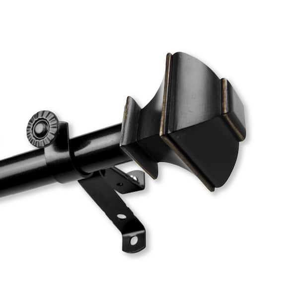 Unbranded 120 in. to 170 in. Adjustable 13/16 in. Julianne Single Curtain Rod in Black